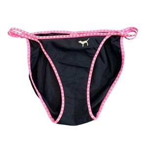 Victorias Secret‎ Pink Y2K Low Rise Double String Bikini Size S NEW Black Cotton